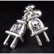 sterling silver plug skull earrings
