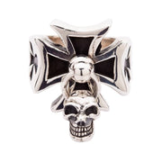 silver punk dangle skull ring