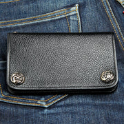 Medium Genuine Cowhide Leather Biker Wallet