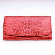 red trifold crocodile leather laides wallet