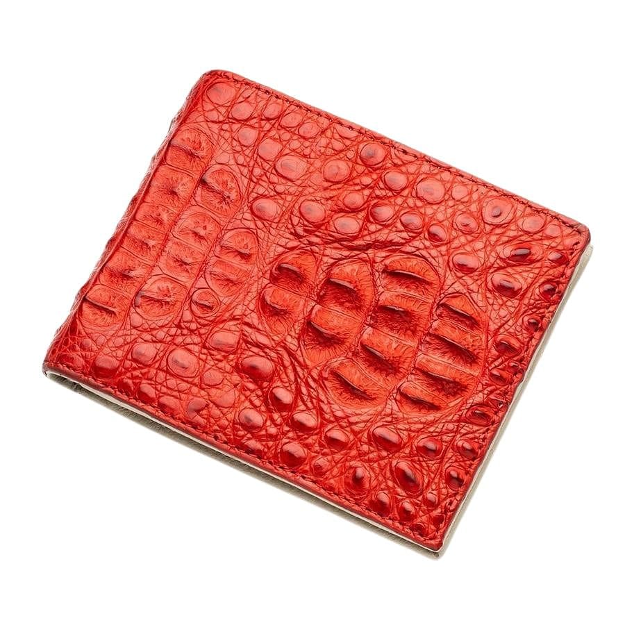 Luxury Wallet in Genuine Crocodile, Red