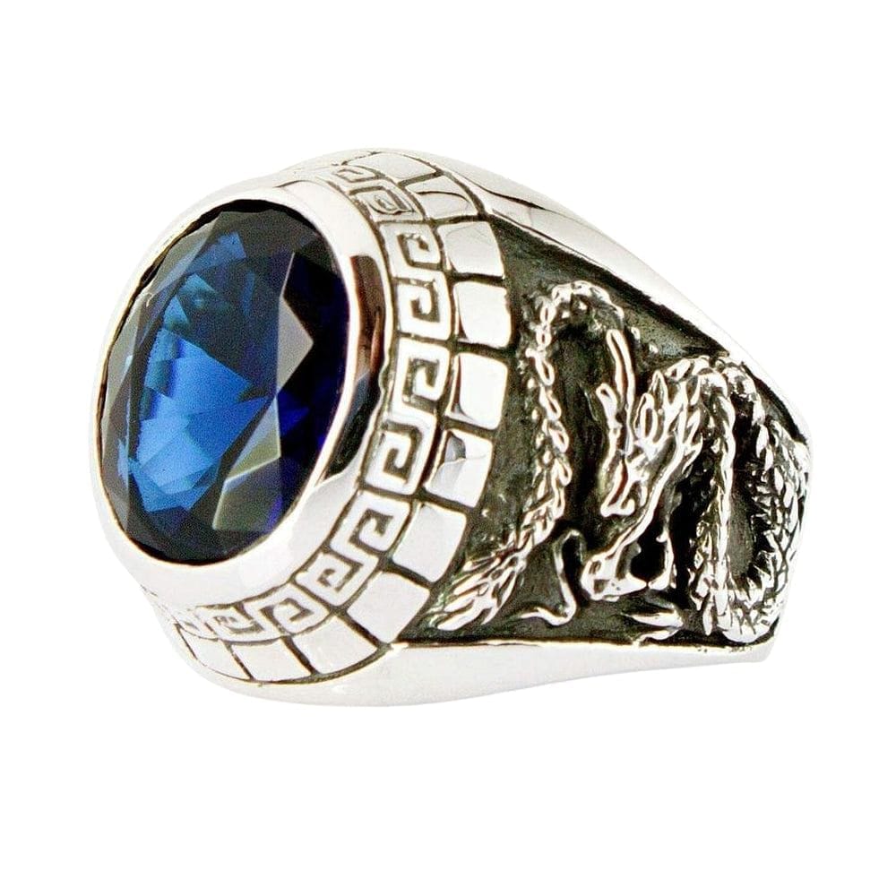 Men's Sapphire Ring in Sterling Silver