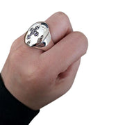Amethyst silver cross christian ring
