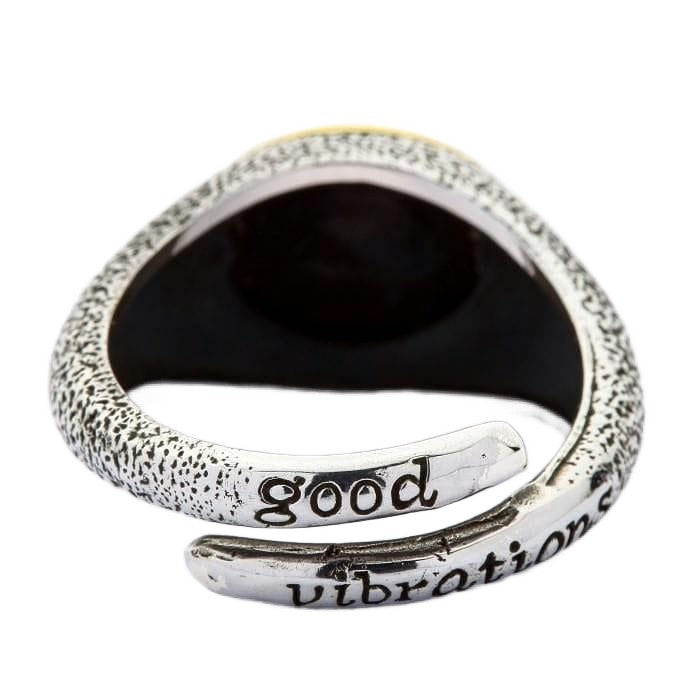 Skull & Rose Ring Adjustable Two-Tone Band | Bikerringshop Skull & Rose Ring Adjustable Two-Tone Band | Bikerringshop