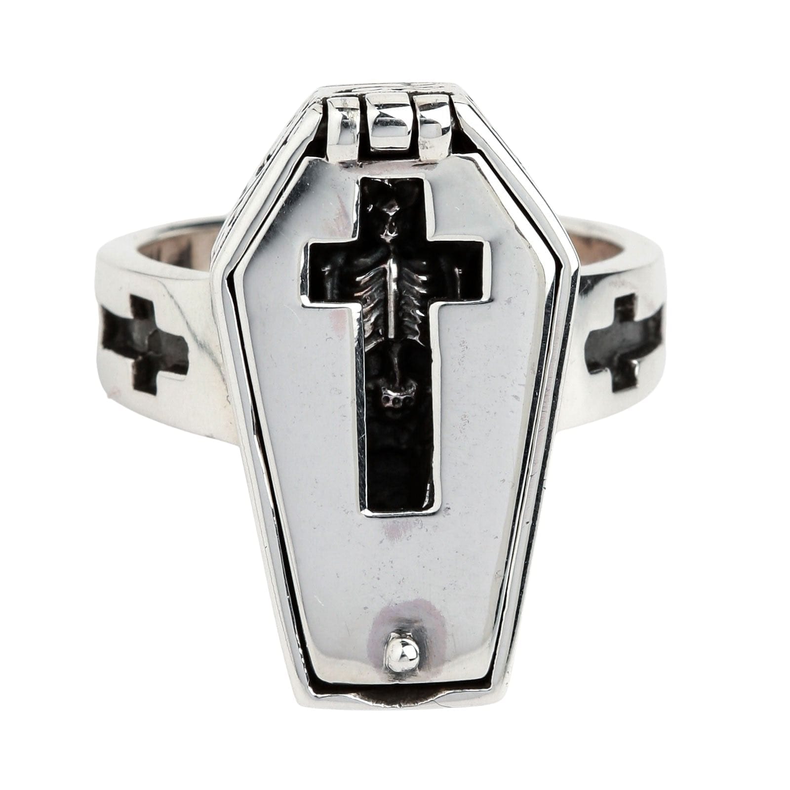 Sterling Silver Skull Skeleton Coffin Gothic Ring