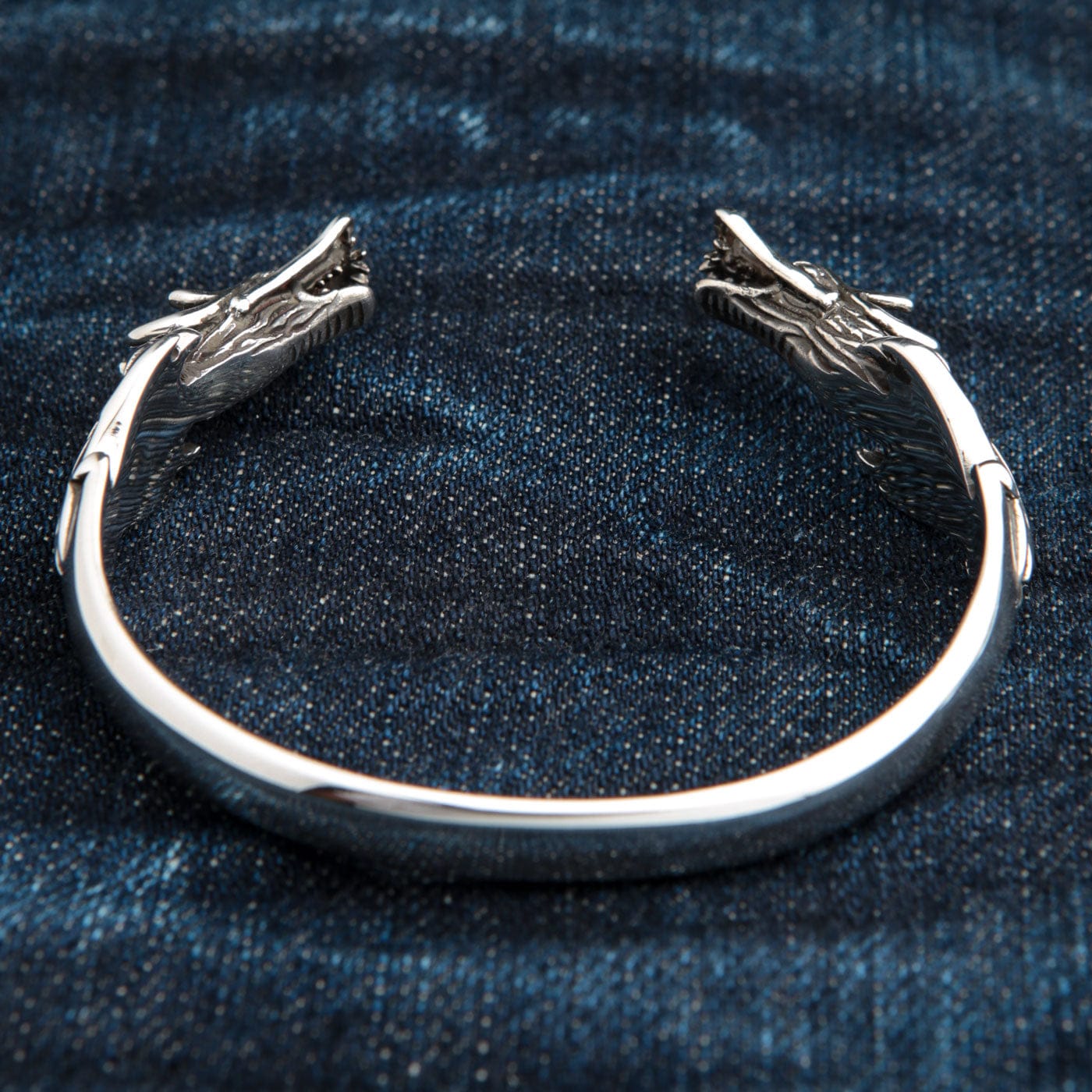 Real 925 Sterling Silver Filled Solid Asian Dragon Head Cuff Bracelet – Handmade Australia