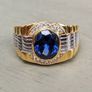 Sapphire Yellow Gold Two Tone Rolex Mens Ring
