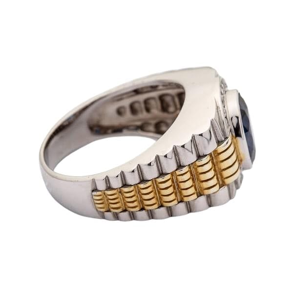 Bague Rolex pour homme avec saphir, or et argent Bikerringshop