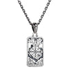 Il ciondolo carta dei tarocchi Ruota della Fortuna presentato su una catena in argento sterling.